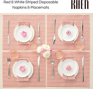 Tonal Striped Disposable Napkin Set in Stripe Red, 50 Pieces