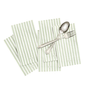 Tonal Striped Disposable Napkin Set in Green, 50 Pieces