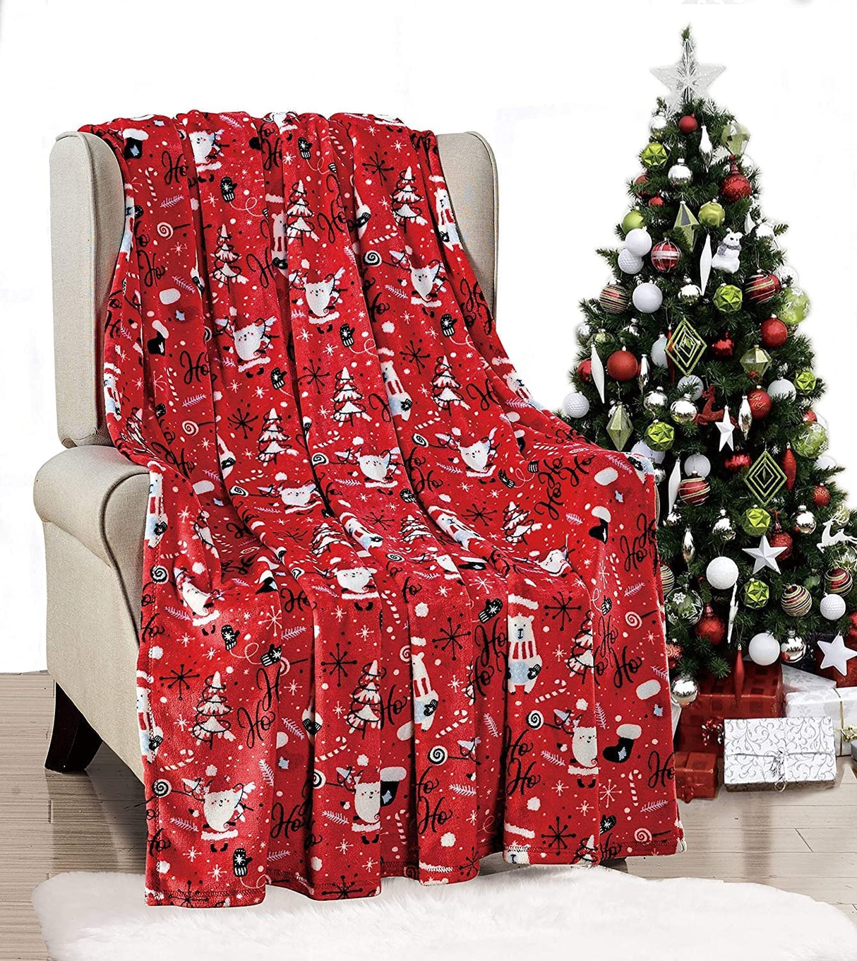 Noblehouse velvet touch holiday throw fleece blanket (50" x 60")