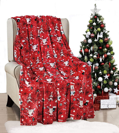 Noblehouse velvet touch holiday throw fleece blanket (50" x 60")