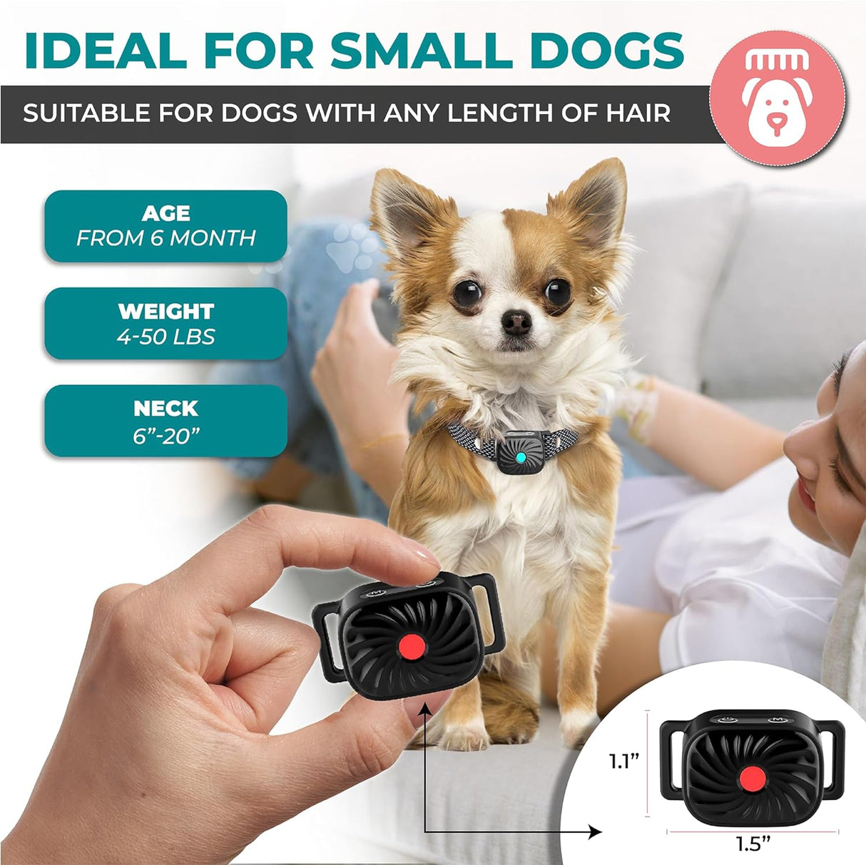 Adjustable Anti Bark Dog Collar Training Collar with Safe Stimulation