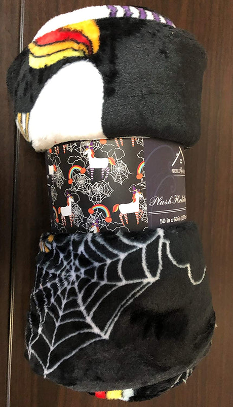 Microplush throw blanket (50" x 60") - rainbow spider horse