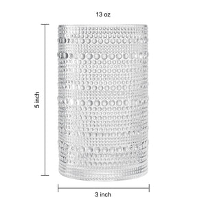 Khen Hobnail Drinking Glasses with Straws | Clear Colors | Set of 12