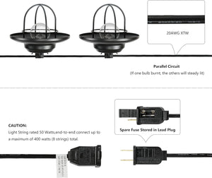 10 ft Farmhouse Outdoor String Lights with Stay-Lit Technology