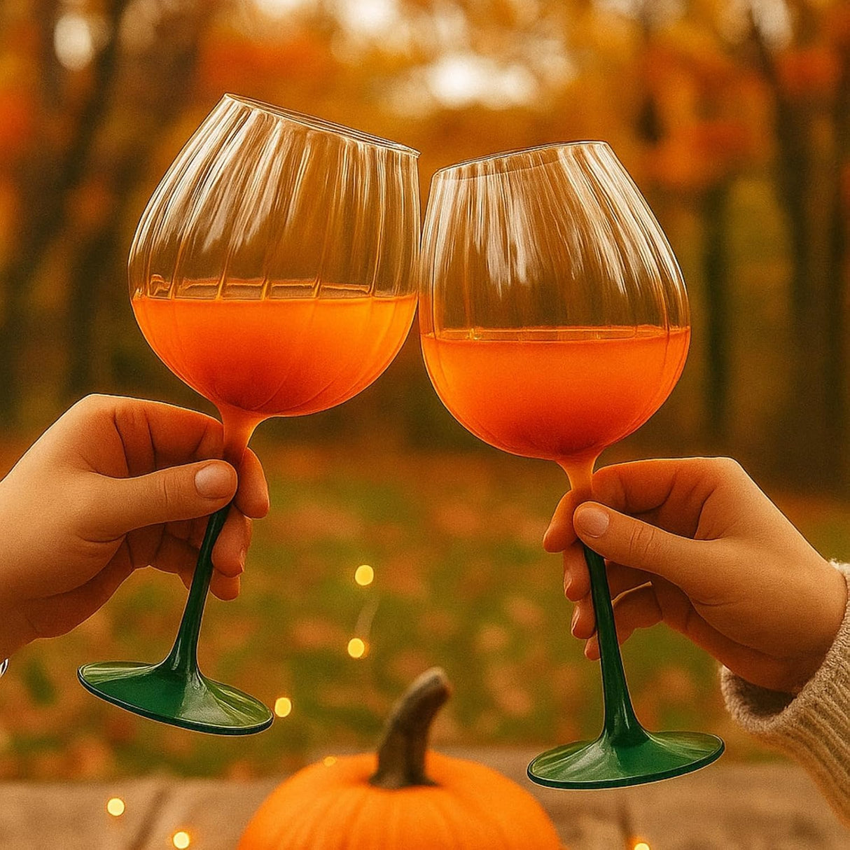 Sculpted Pumpkin Stemware – Set of 2