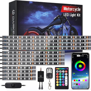 Motorcycle RGB LED Light Kit 12PCS Bluetooth Underglow with Brake & Turn Signal