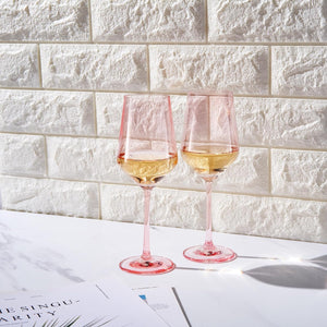 Monet Stemmed Wine Glassware, Pink, Set of 2