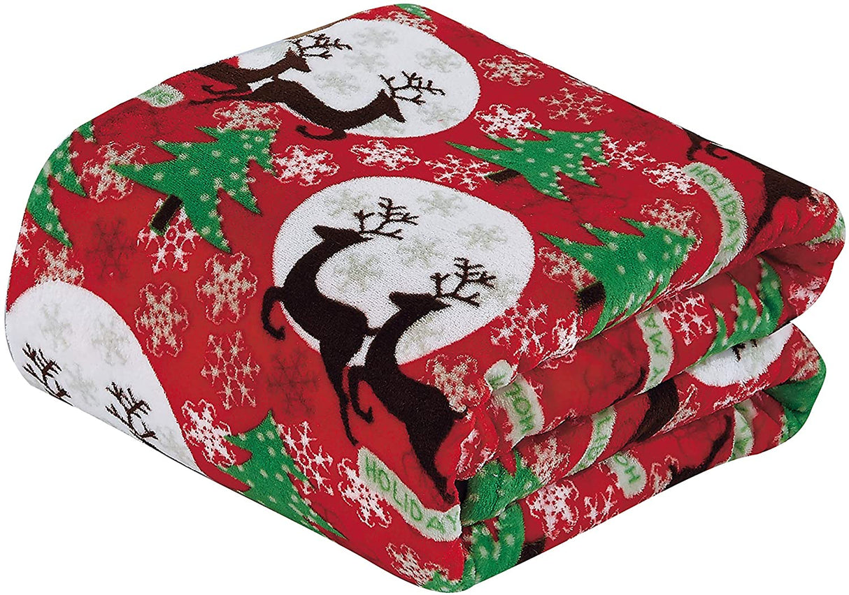Festive holiday microplush throw blanket (50" x 60")