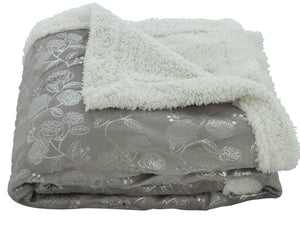 Faith, Hope, Love Home Decor Ultra Lush Silver Rose Reversible Sherpa Throw Blanket