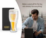 Freezer Beer Glass, Upside Down Beer Bottle Frozen Cup for Ice Cold Drinks (Double Walled Insulated) Great Gift for Beer Lovers (Gift Boxed)