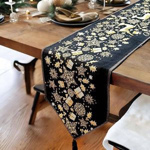Magical Golden Reindeer Woven Tapestry Dining Table Runner