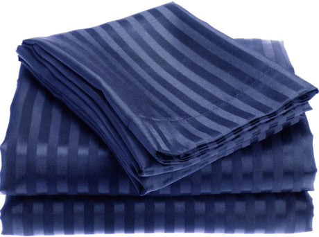 Noble house 1800 series wrinkle resistant embossed stripe sheet set