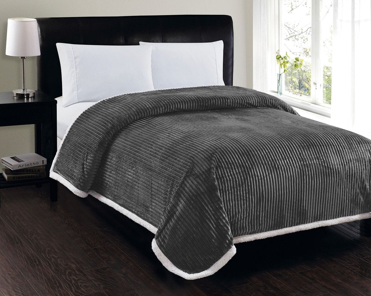 Decor&More Ultra Lush Reversible Sherpa Corduroy Blanket