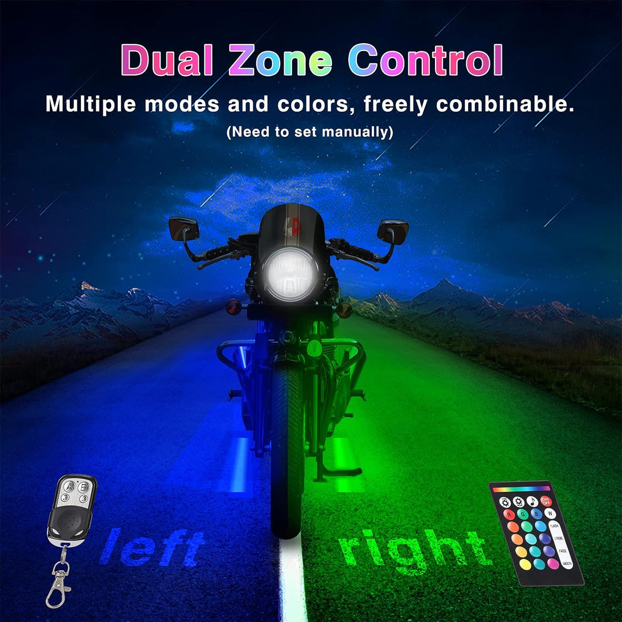Motorcycle RGB LED Light Kit 12PCS Bluetooth Underglow with Brake & Turn Signal