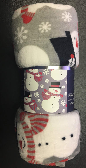 Faith, Hope, Love Home Décor Santa'S Little Helper Collection Festive And Cuddly Holiday Microplush Throw Blanket (50" X 60") - Winter Snowman