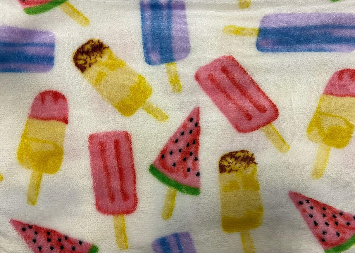 Summertime fun extra soft throw blanket (50" x 60") - ice cream, popsicles & watermelon for boys and girls and kids of any age