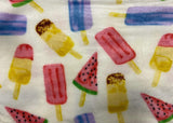 Summertime fun extra soft throw blanket (50" x 60") - ice cream, popsicles & watermelon for boys and girls and kids of any age