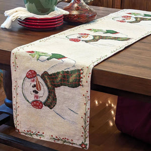 Magical Snowman Holiday Woven Tapestry Dining Table Runner (9733)