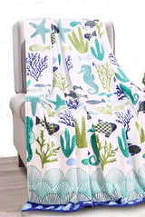 Corales de marina blue coral seahorse oceanic microplush throw blanket ocean blanket for boys and girls and kids of any age (50" x 60")