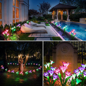 4-Pack Solar Powered Garden Flowers with Lights - Waterproof, Easy Install, No Wiring Needed