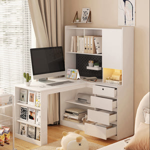 L Shaped Desk with Charger and Drawers