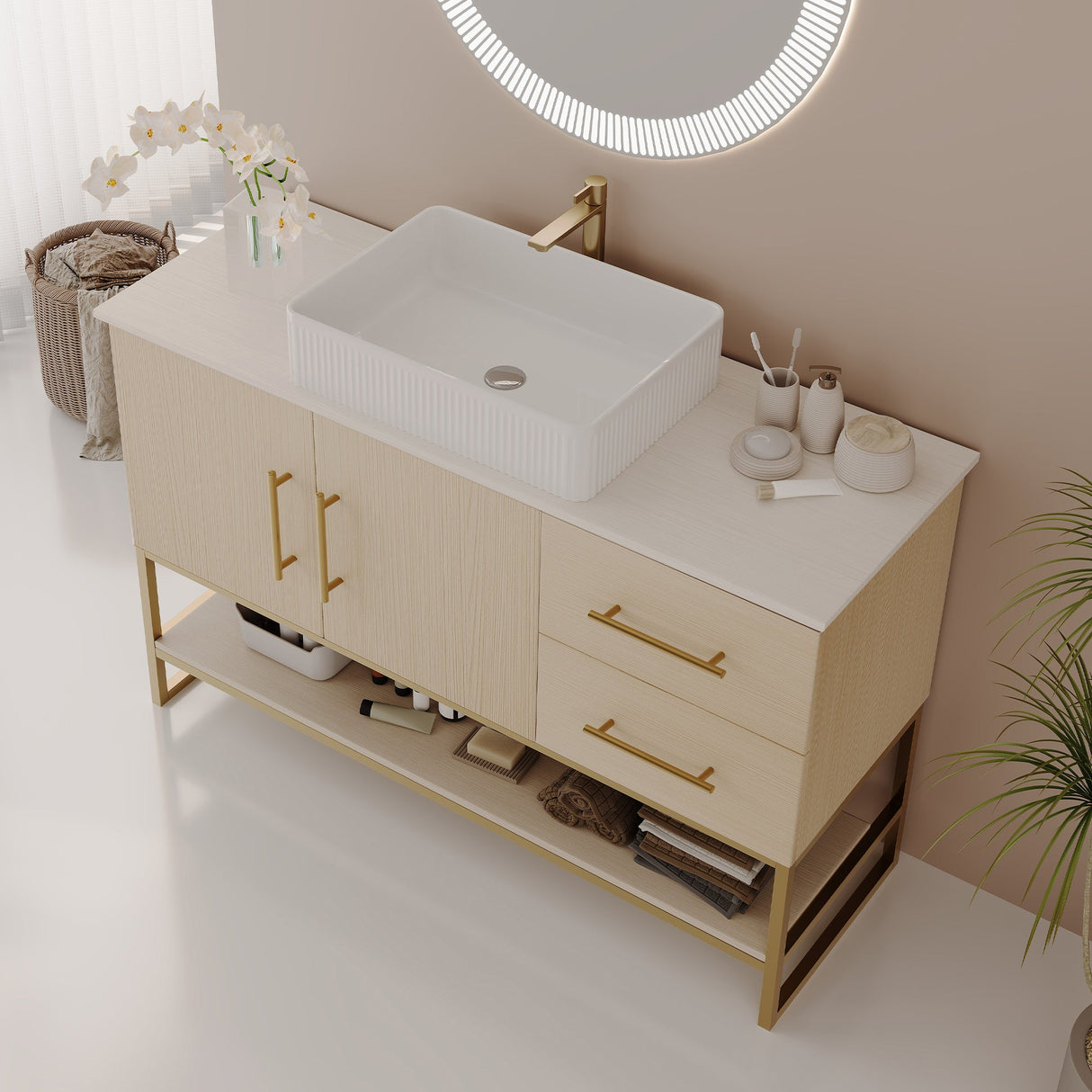 36" Modern Bathroom Vanity with Ceramic Vessel Sink