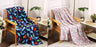 Boy's and girl's set of 2 plush fleece throw blanket (50" x 60") - dinos and unicorns