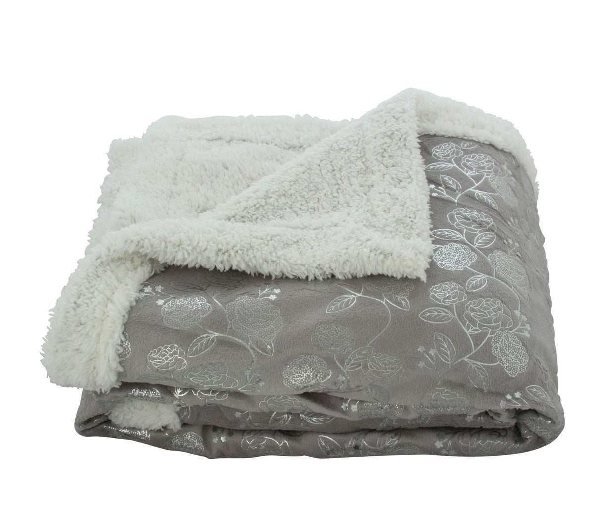 Faith, Hope, Love Home Decor Home Essentials Silver Flower Sherpa Plush Throw