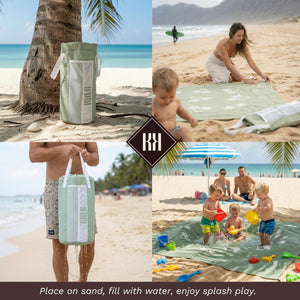 Baby Beach Splash Mat Green, 1 Piece, 78.74 x in Waterproof Polyester Portable Foldable