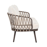 4-Piece Outdoor Patio Furniture Set with Metal Frame and Woven Rope