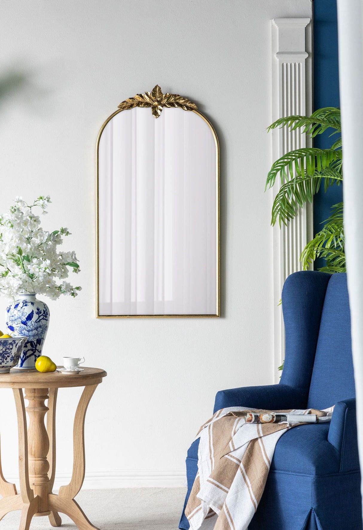 Arched Wall Mirror With Metal Frame, Wall Mirror For Living Room