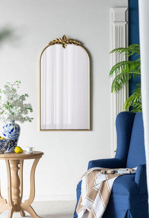 Arched Wall Mirror With Metal Frame, Wall Mirror For Living Room