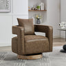 Fernleigh Swivel Accent Open Back Barrel Chair With Weathered Base