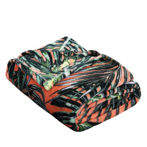 Summertime Whimsy Plush Fleece Throw Blanket (50" x 60") - Palm Paradise Giant Leaf Blanket