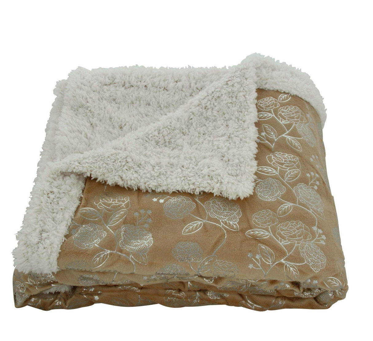 Faith, Hope, Love Home Decor Home Essentials Silver Flower Sherpa Plush Throw