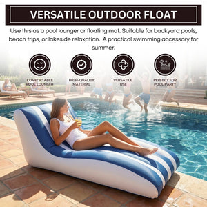 Mediterranean Stripe Lounger, 1 Piece, 60x32 Inch Blue