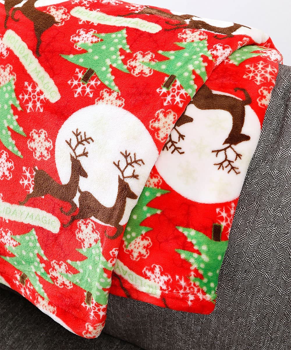 Decor&More Festive Holiday Microplush Throw Blanket (50" x 60") - Forest Friends