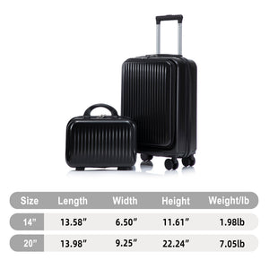 ABS Spinner Wheel Luggage Set with Cosmetic Case - Black