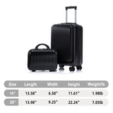 14'/20' 2-Piece ABS Spinner Wheel Luggage Set with Combination Lock and Cosmetic Case