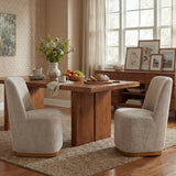 Indoor Dining Chair Set of 2 in Creamy Oatmeal Upholstered Fabric