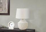 Modern Cream Concrete Table Lamp with Ivory Shade