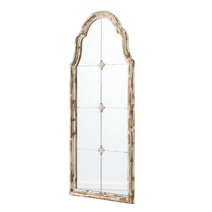 Large & Framed Wall Mirror, Arched Mirror With Decorative Window Look For Living Room - Cream