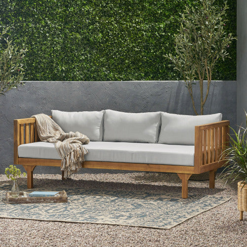Acacia Wood Patio Furniture Set: Outdoor Daybed & Coffee Table