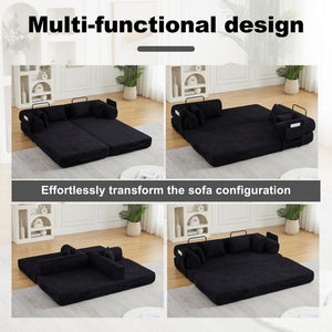 Convertible Sleeper Sofa Bed With Cylindrical Pillow