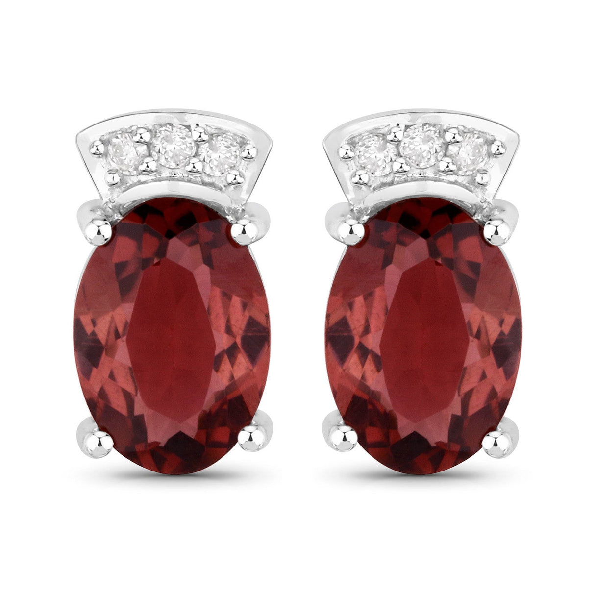 1.35 Carat Genuine Pink Tourmaline and White Diamond 14K White Gold Earrings