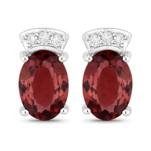 1.35 Carat Genuine Pink Tourmaline and White Diamond 14K White Gold Earrings
