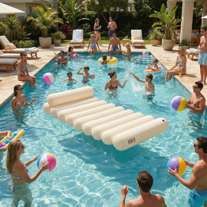 Bubble White Pool Lounger Float, Single, Regular Size Neoprene Inflatable Floating