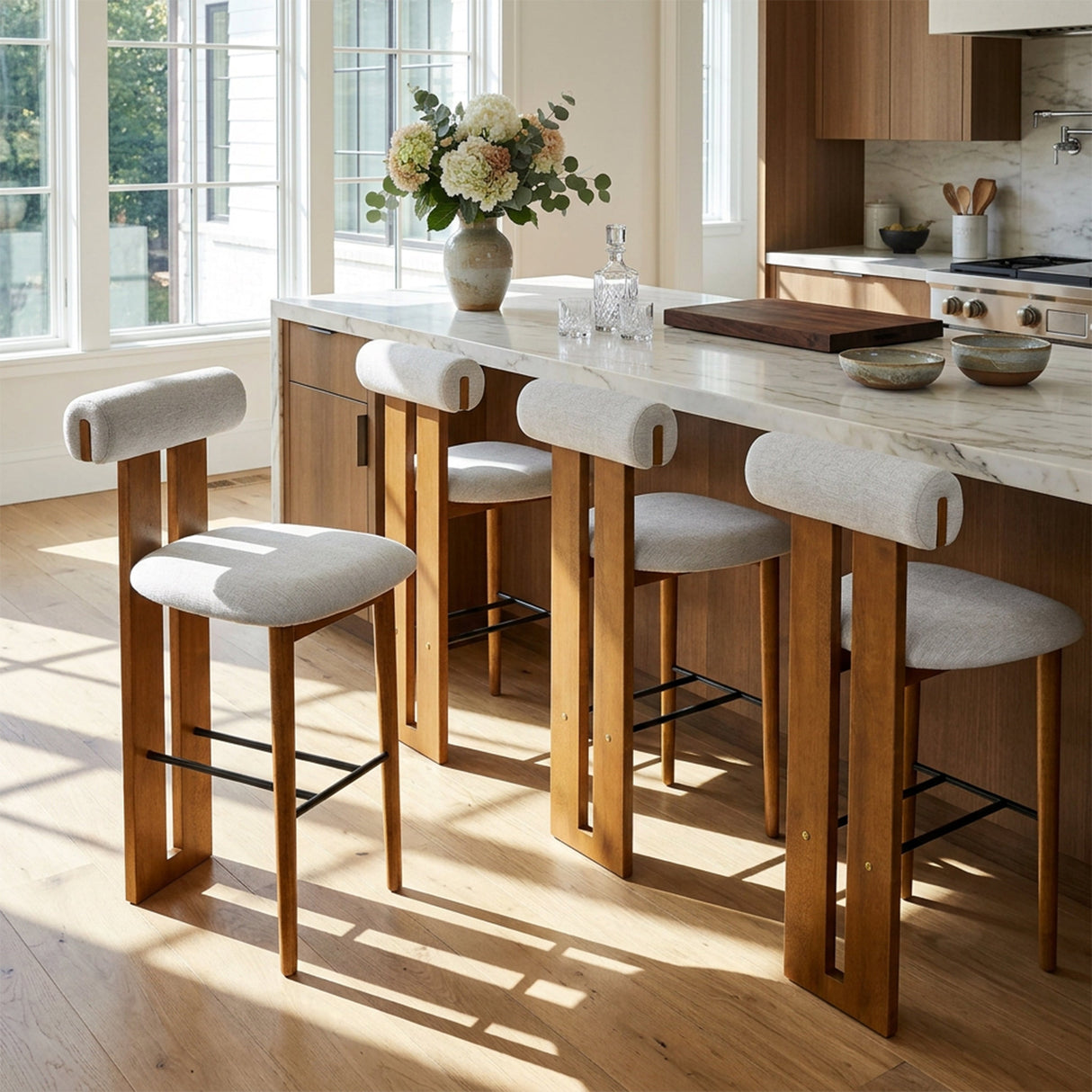 Renee Indoor Contemporary Rolled-Back Bar Stool