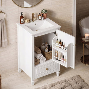 20" Bathroom Vanity with Ceramic Sink and Storage Cabinet