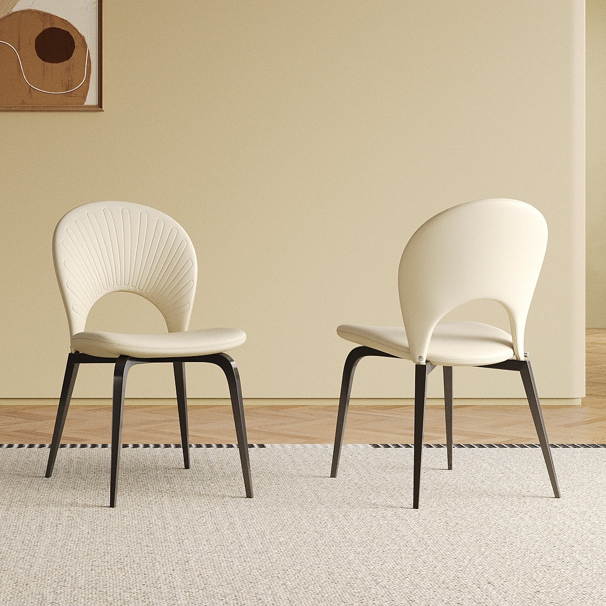 PU-Leather Chairs with  Metal Legs & Backrest set of 2